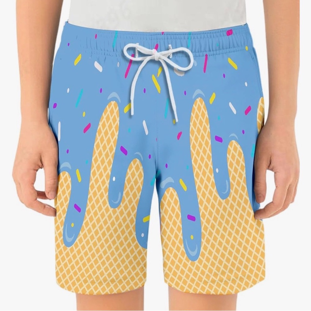 Ice Cream Print Kids Swim Shorts